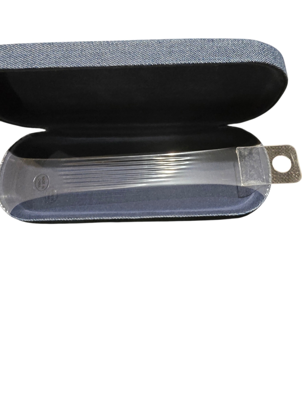 NWT NOU Jeffrey Gray Denim Hard Shell Eyeglass Case - Picture 3 of 4